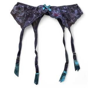 Agent Provocateur L’Agent Brand New Bow Blue And Purple Garter Belt XL
